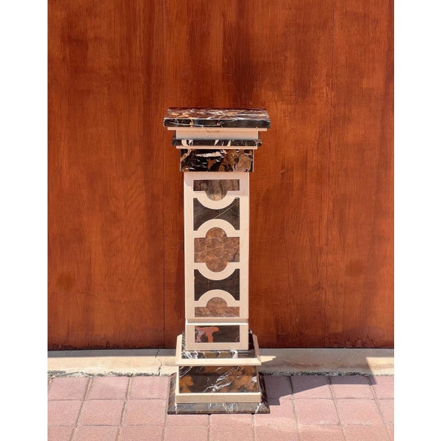 Mid 20th Century A Neoclassical Vintage Italian Marble Pedestal, 20Th Century For Sale - Image 5 of 12