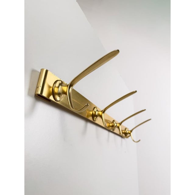 Mid-Century Gilt Metal Wall Coat Rack with 4 Hooks, 1960s For Sale - Image 14 of 18
