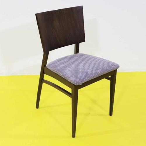 Wooden Chair with Upholstered Seat in Grey Geometric Fabric For Sale - Image 10 of 10