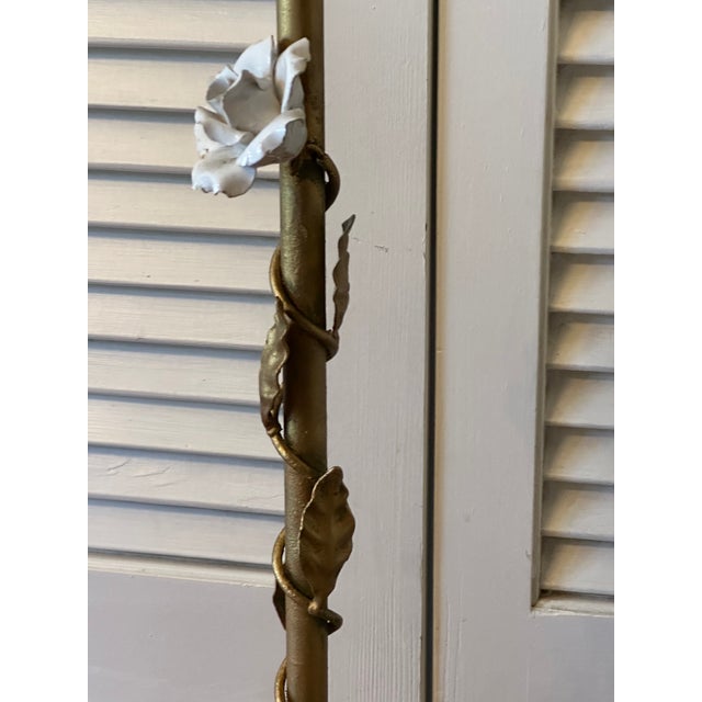 Gold Vintage Italian Gilded Metal Service Cart With Sculptural Rose Stems For Sale - Image 8 of 13