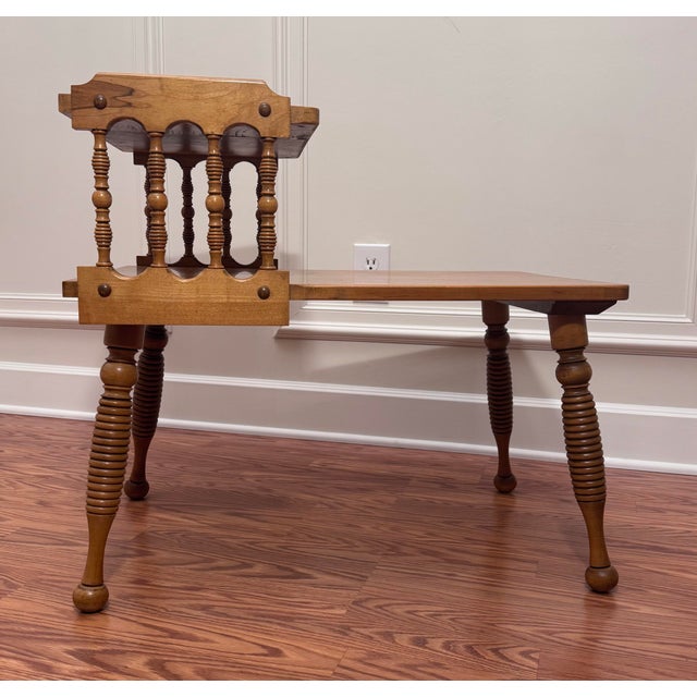 Mid 20th Century Vintage Early American Two Tiered Solid Wood Maple Side Table. For Sale - Image 5 of 12