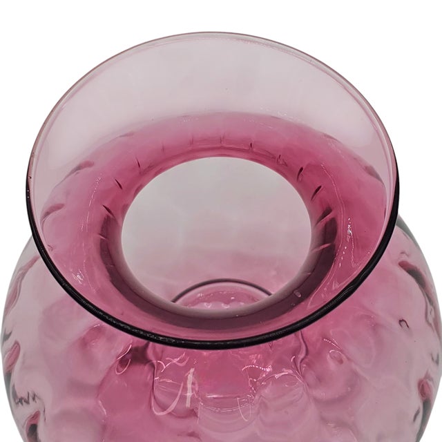 Vintage Pilgrim Optic Plum Candle Vase - Upside Down Design - 5.5" Hand Blown For Sale In San Francisco - Image 6 of 7