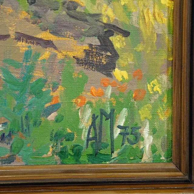 Impressionist Vintage Oil Painting of a Mediterranean Village, Alexander Michael 1975 For Sale - Image 3 of 5