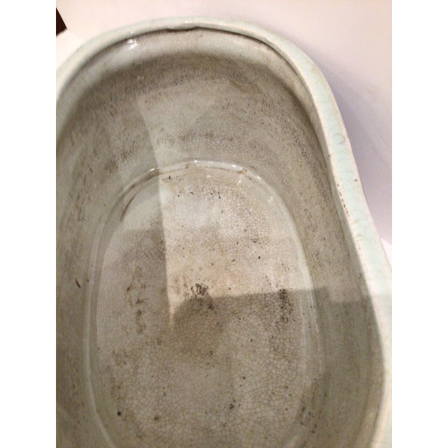 Ceramic Chinoiserie Blue & White Foot Bath Planter For Sale - Image 7 of 8