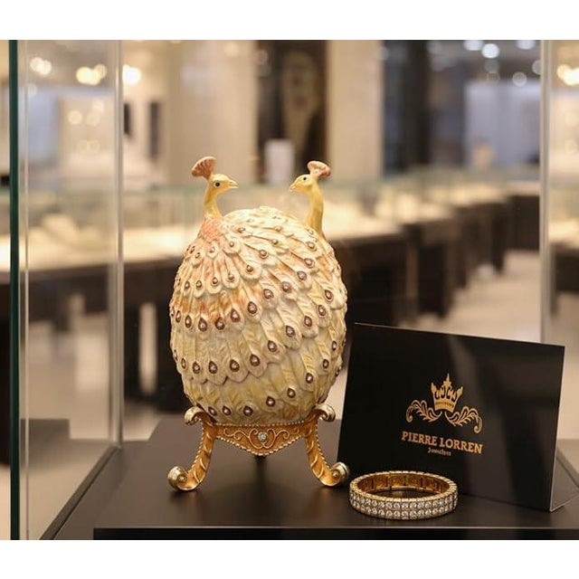 Limited Edition Peacock Fabergé Egg style Austrian Crystal Diamonds 24K Gold Handmade Pierre Lorren Art Pierre Lorren's...