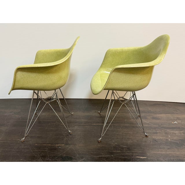 Modernica Case Study Fiberglass H-Base Armchairs, Pair For Sale - Image 4 of 12