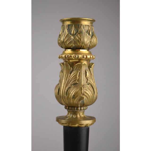 Antique French Gilt Bronze and Marble Candlesticks, 1890s, Set of 2 For Sale - Image 9 of 14