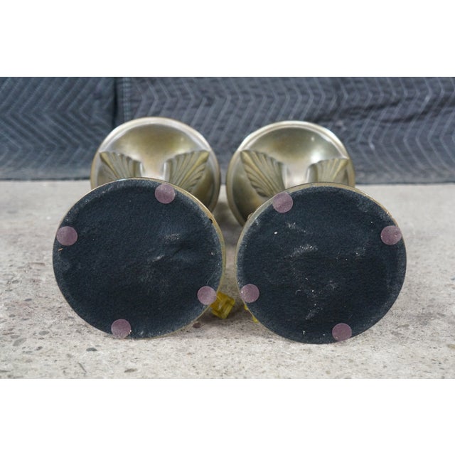 2 Art Deco Hollywood Regency Style Tapered Brass Buffet Table Lamps Pair For Sale - Image 14 of 16