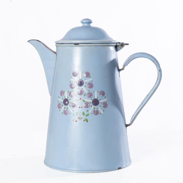 Simple vintage European enamel coffee pot. This beautiful but simple coffee pot is a great addition to any kitchen. Adds...
