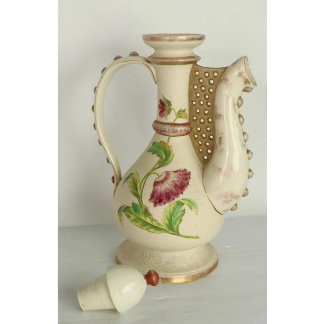 Cream Victorian China Pitcher Attributed to Royal Worcester For Sale - Image 8 of 13