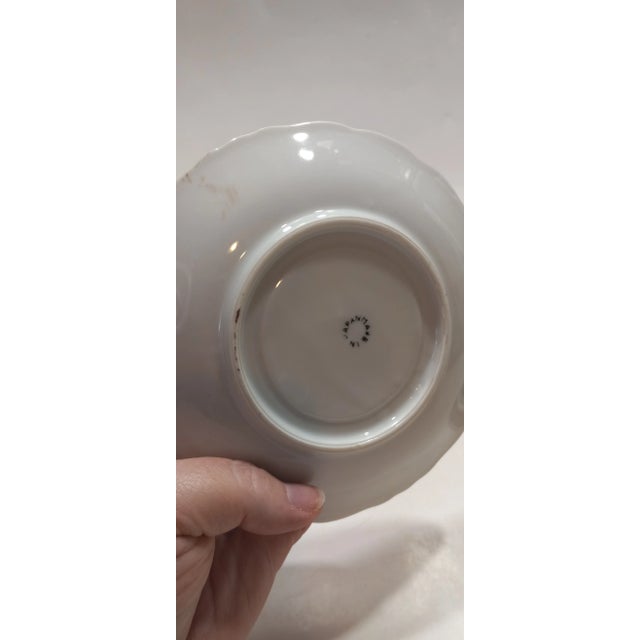 1950s Pink, Blue & Green Floral Tea Cups & Saucers with Gold Trim, Made in Japan- 8 Pieces For Sale - Image 6 of 8