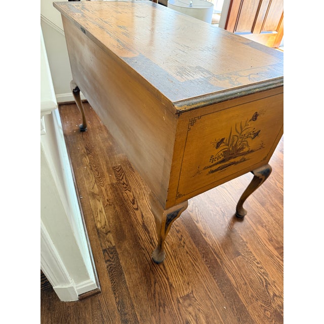 Wood Antique Hand-Painted Chinoiserie Desk For Sale - Image 7 of 12