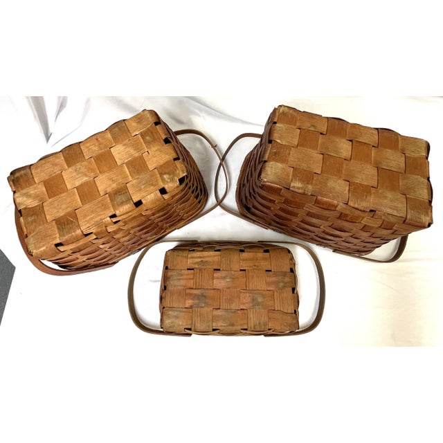 Early 1900's Primitive Wov-N-Wood by JeryWil Lidded Baskets- Set of 3 For Sale - Image 10 of 12