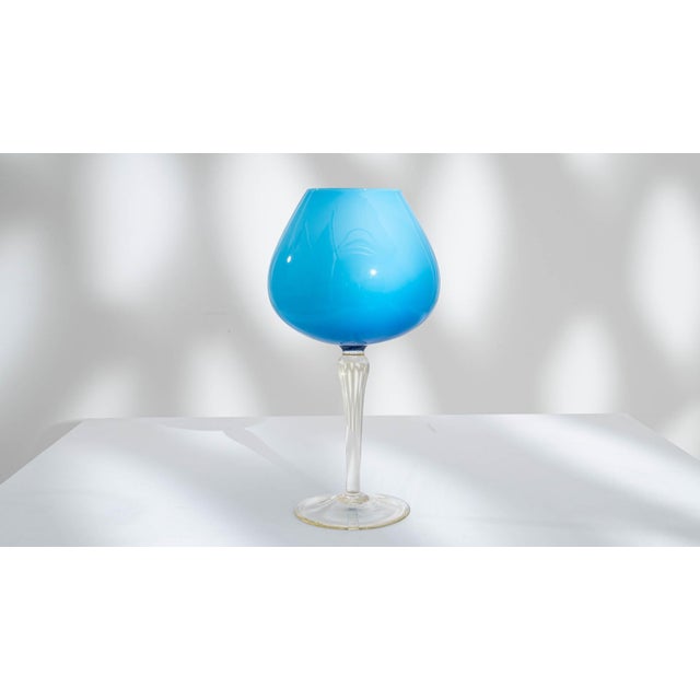 20th Century Italian Blue Glass Goblet For Sale - Image 4 of 18