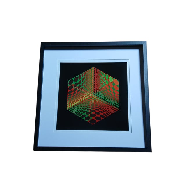 Victor Vasarely, Op Art Composition, Éditions du Griffon, 1975, Print, Framed For Sale - Image 3 of 4