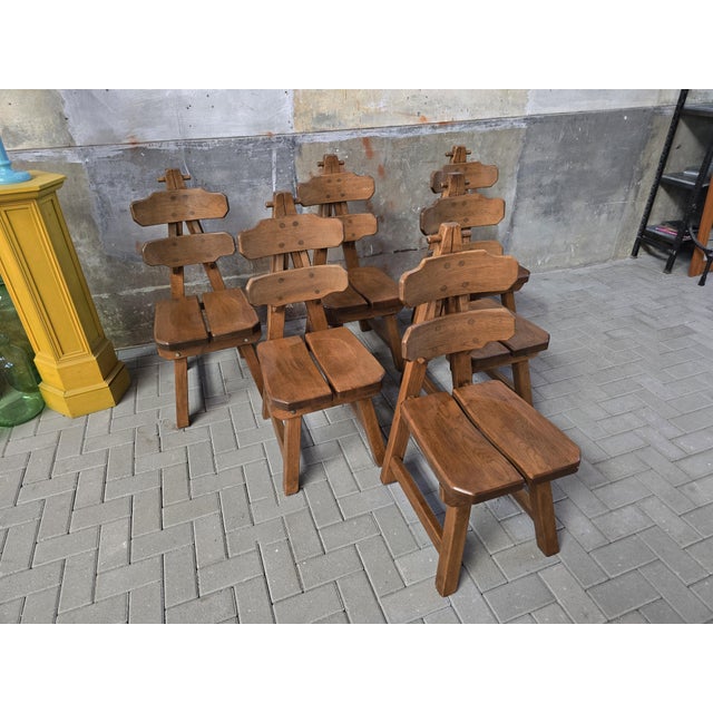 Brutalist Oak Rembrandt Chairs, 1970s, Set of 6 For Sale - Image 6 of 18