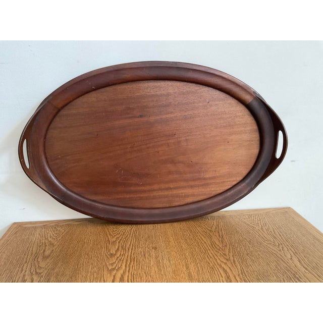 Wood Vintage Modern Long Mahagony Hostess Tray For Sale - Image 7 of 16