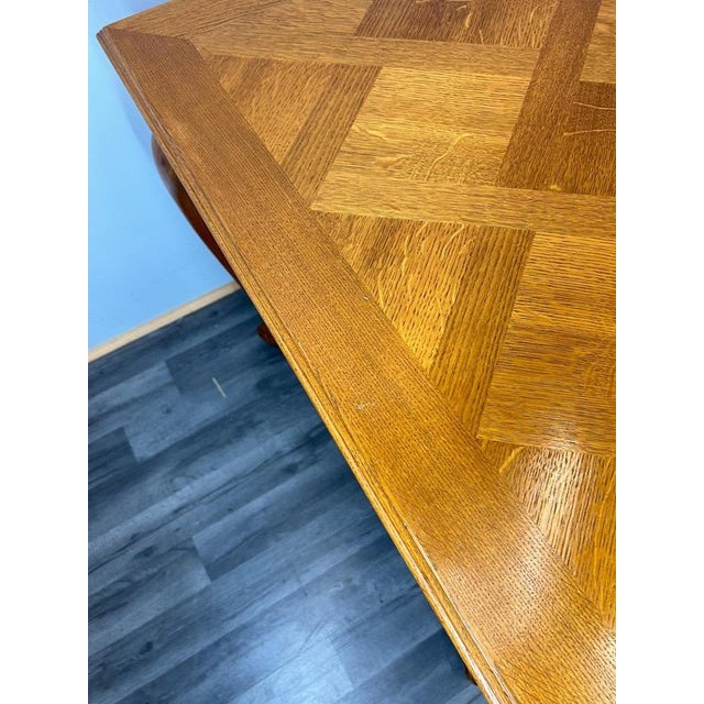 Vintage French Louis XVI Style Carved Oak Extendable Dining Table For Sale - Image 9 of 13