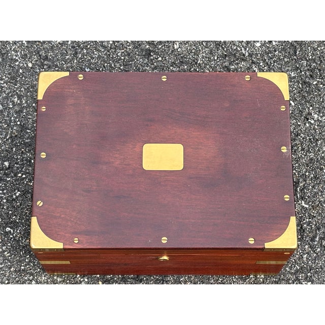 Campaign Late 19th C. Mahogany & Brass Bound / Screw Humidor - Large Size, Beautiful Detailing For Sale - Image 3 of 10