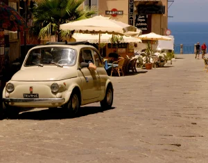 2019 “Beige Fiat 500” Contemporary Color Photography, Metal Digital by Maria Grazia Facciolà
