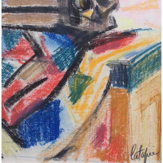 Louis Latapie, Bouquet of Flowers with Vanitas, 1930s, Wax Crayon on Paper, Framed For Sale - Image 13 of 18