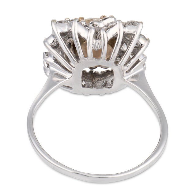 Vintage Gia 1.03 Carat Old Mine Cut Diamond Cluster 18k White Gold Ring, Size 6.5 For Sale In Los Angeles - Image 6 of 8