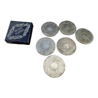 Art Deco Silver-Plated Table Mats, 1960s, Set of 6 For Sale