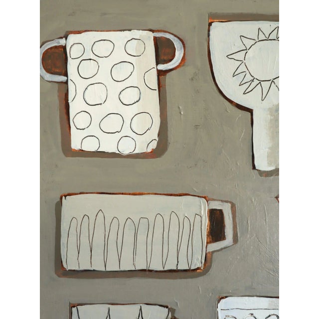 2025 Contemporary 'Cup Collective' Original Mini Naive Style Acrylic Painting by British Artist Annemarie Derrick, Framed For Sale - Image 10 of 12