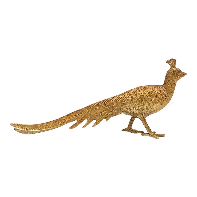 Mid Century Italian Cast Metal Peacock Menu Holder Statuette Figurine For Sale