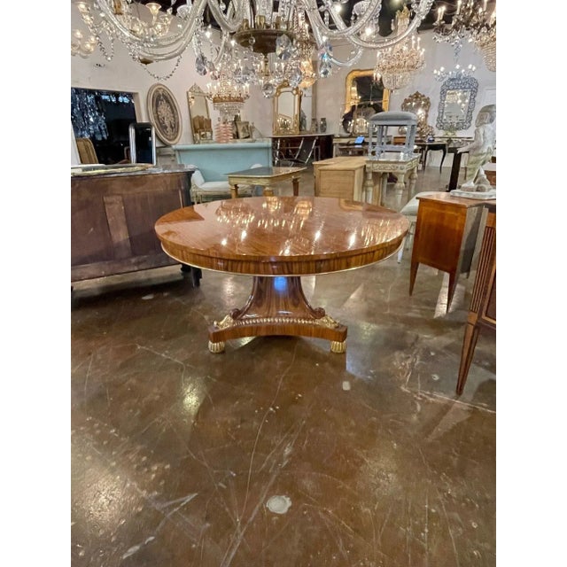 Vintage English Regency Style Rosewood and Gilt Center Table For Sale - Image 4 of 12