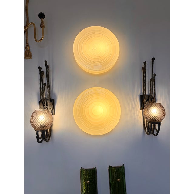 Wrought Iron and Glass Sconces by Pozzebon. Italy, 1970s, Set of 3 For Sale - Image 13 of 14