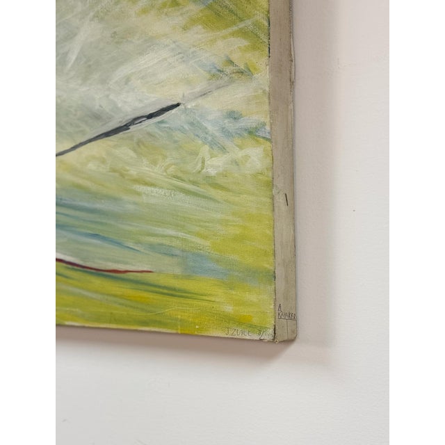 Vintage Oil Painting Kayaker Expressionist Canvas Gestural J. Zuill Signed For Sale - Image 9 of 9