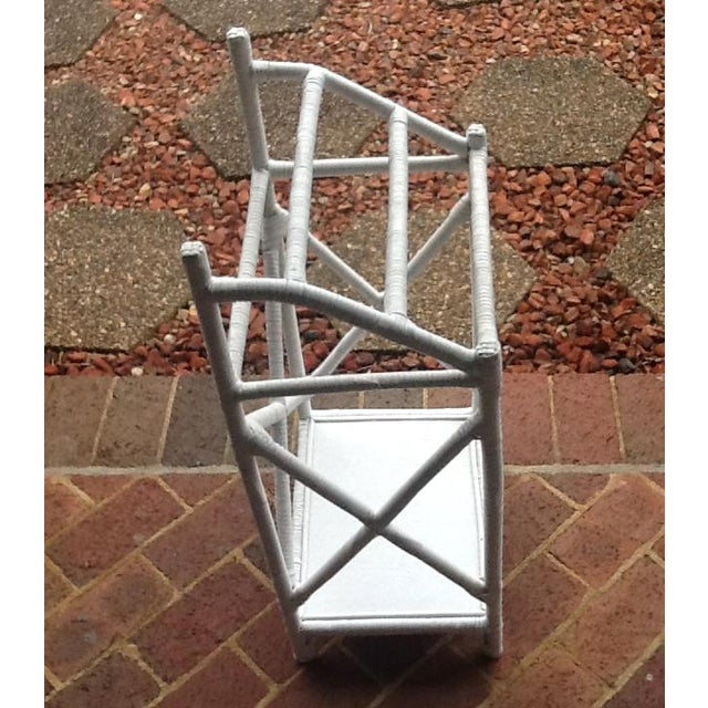 Mid-Century Modern Vintage White Wicker Blanket or Towel Holder/Rack Floor Stand For Sale - Image 3 of 6