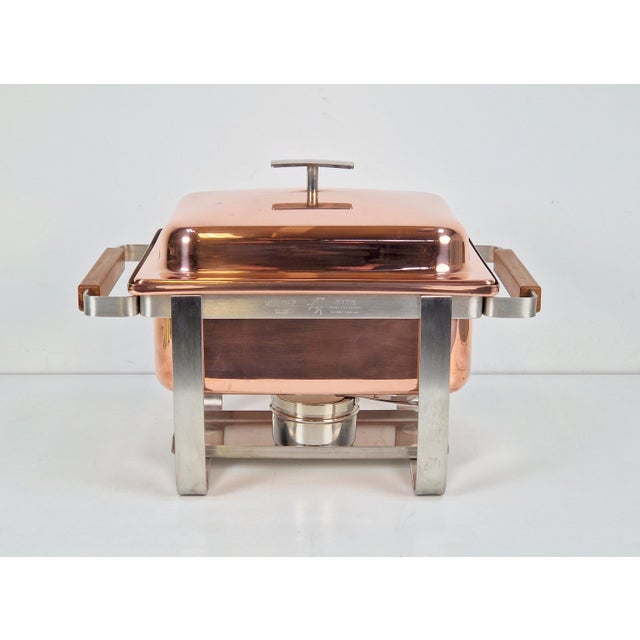 Vintage Copper-Plated Stainless Steel Spring Chafing Dish, Switzerland, 1980s For Sale - Image 4 of 18