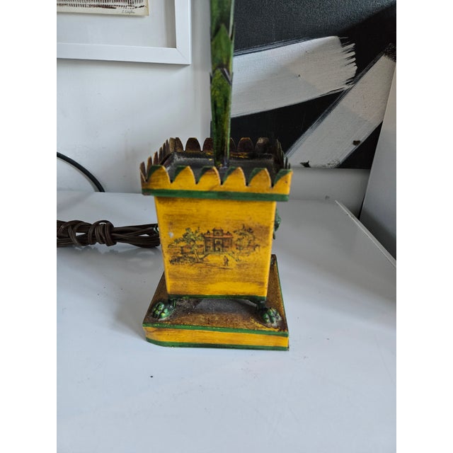 1960's Italian Yellow Tole Palm Tree Lamp For Sale In Miami - Image 6 of 14