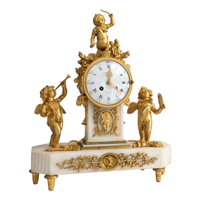 French Bronze Dore Mantle Table Clock by Leveque Guéret, 19th Century For Sale