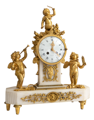 French Bronze Dore Mantle Table Clock by Leveque Guéret, 19th Century