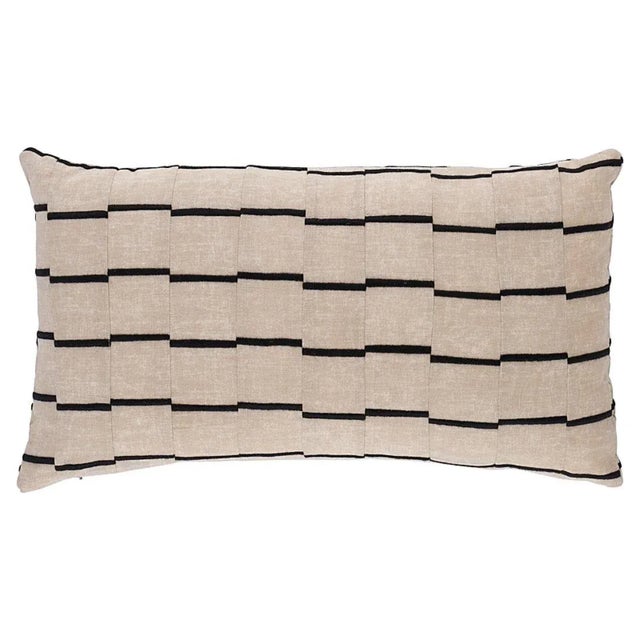 Modern Schumacher X David Kaihoi Lines 22" Lumbar Pillow in Black For Sale - Image 3 of 3