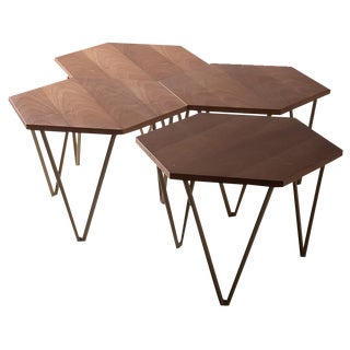 Hexagonal Coffee Table from Isa Bergamo, Set of 7 For Sale