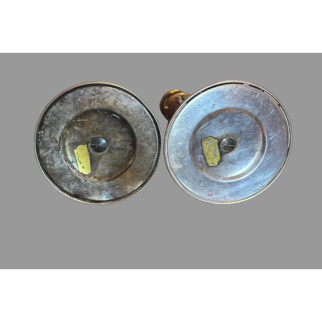 Vintage Silverplate Candlesticks Pair 12.5” English Silver MFG Corp Usa Gadroon For Sale - Image 6 of 7