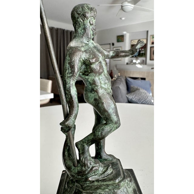 Bronze Statue Greek God Poseidon Holding Trident For Sale - Image 15 of 17