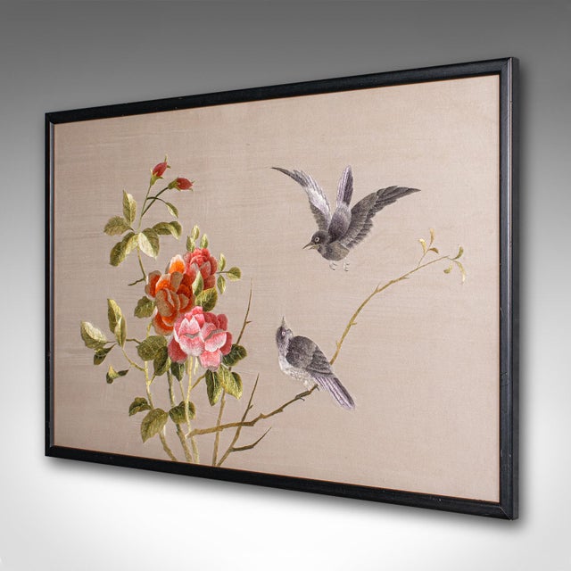 Art Deco 1940's Vintage Framed Bird Scene For Sale - Image 3 of 9