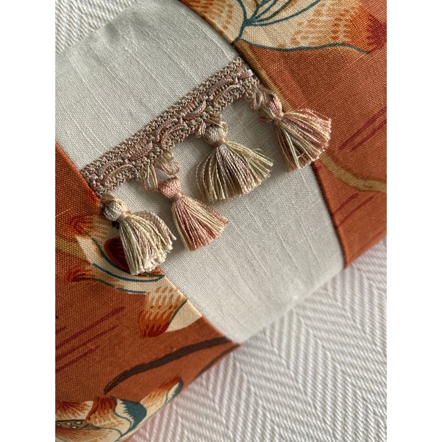 Transitional Lotus Tassels Lumbar Pillow 12″ × 19″ For Sale - Image 3 of 6
