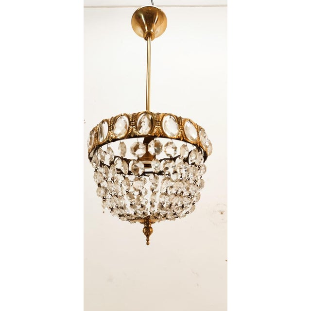 Brass Suspension Light with Crystals For Sale - Image 10 of 17