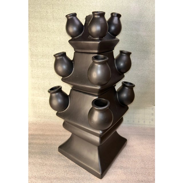 Delft Vintage MCM 3-Tier Porcelain Pyramid Tulip Vase Holland For Sale - Image 4 of 8