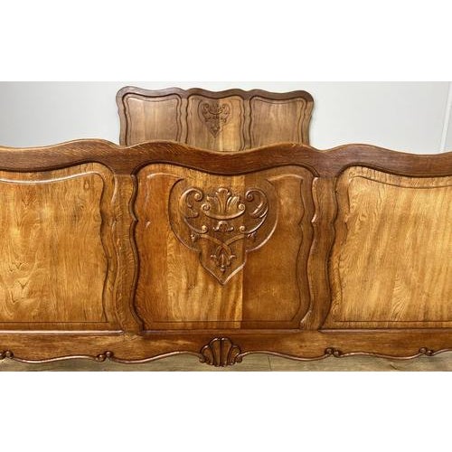 Vintage French Louis XVI Double Bed Frame in Oak For Sale - Image 4 of 11