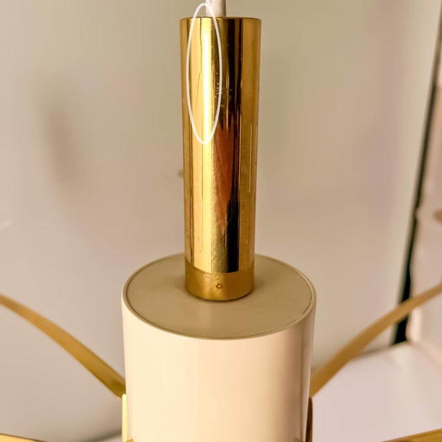 Mid-Century Modern Star-Shaped Chandelier with Brass Arms, 1960s For Sale - Image 12 of 13