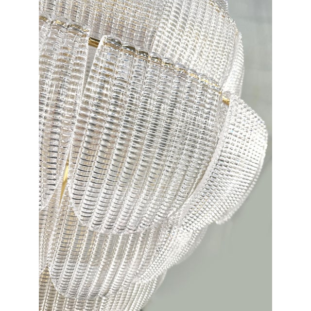 Mid-Century Modern Contemporary Imperial Diamanted Trasparent “Petals” Murano Glass Chandelier by Simoeng For Sale - Image 3 of 7