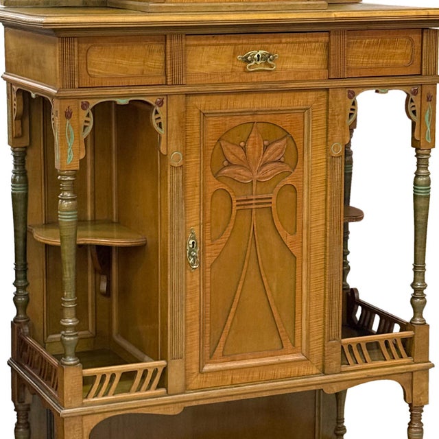 1900 - 1909 Art Nouveau Vertico Cabinet with Floral Painting, 1910s For Sale - Image 5 of 14
