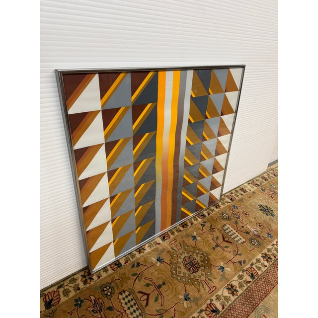 Mid-Century Modern Diminishing Patterns II Optical Signed Artwork, Circa 1970's For Sale - Image 3 of 12